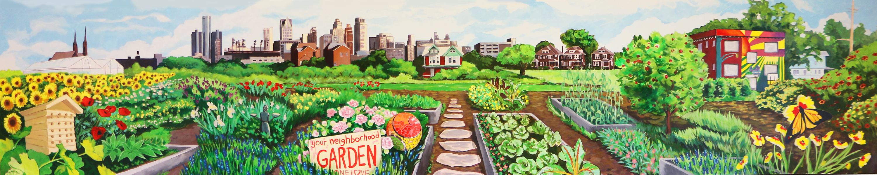 University of Michigan – Detroit Urban Garden Mural – Grace Lee Boggs Lounge