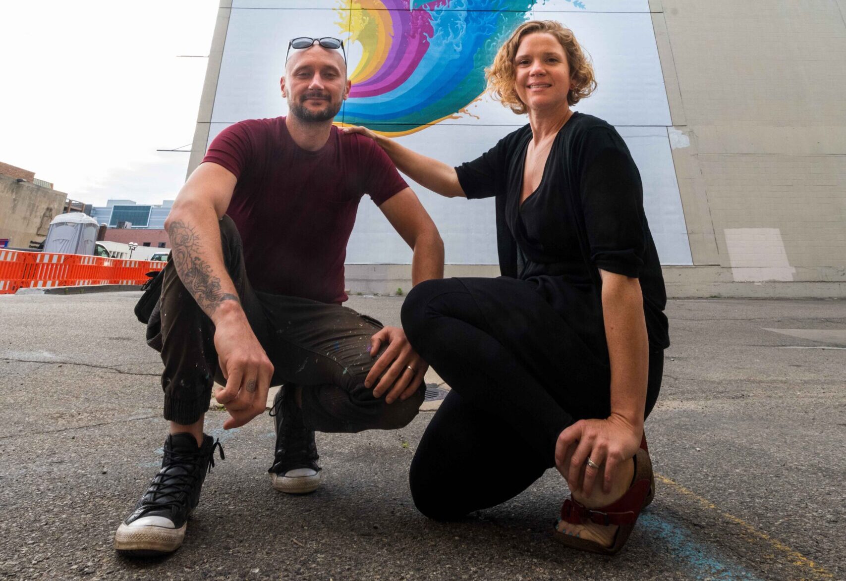 Danijel & Mary in front of Challenge Everything Create Anything mural 2019 – Mary Thiefels